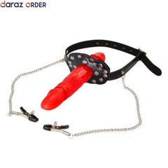 Face Mask Sex Dildo With Nipple Clamps