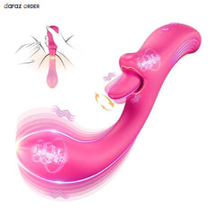 Lip Tongue Licker Rotating Womens Sex Toy Dildo Vibrator
