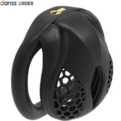 Male Chastity Cage Micro Black with 4 Flat Rings