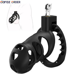 Male Chastity Cage with Invisible Lock Cock Ring