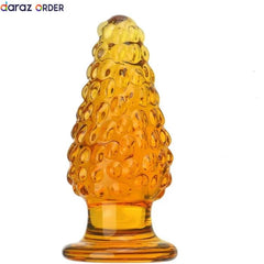 Orange Ripple Glass Pleasure Plug