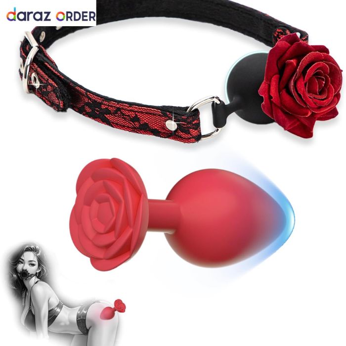 Rose Gag & Anal Plug BDSM Set