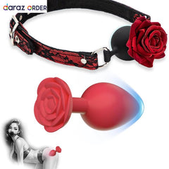 Rose Gag & Anal Plug BDSM Set