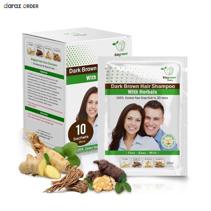Bio Green Dark Brown Hair Shampoo With Herbal 25ml In Pakistan