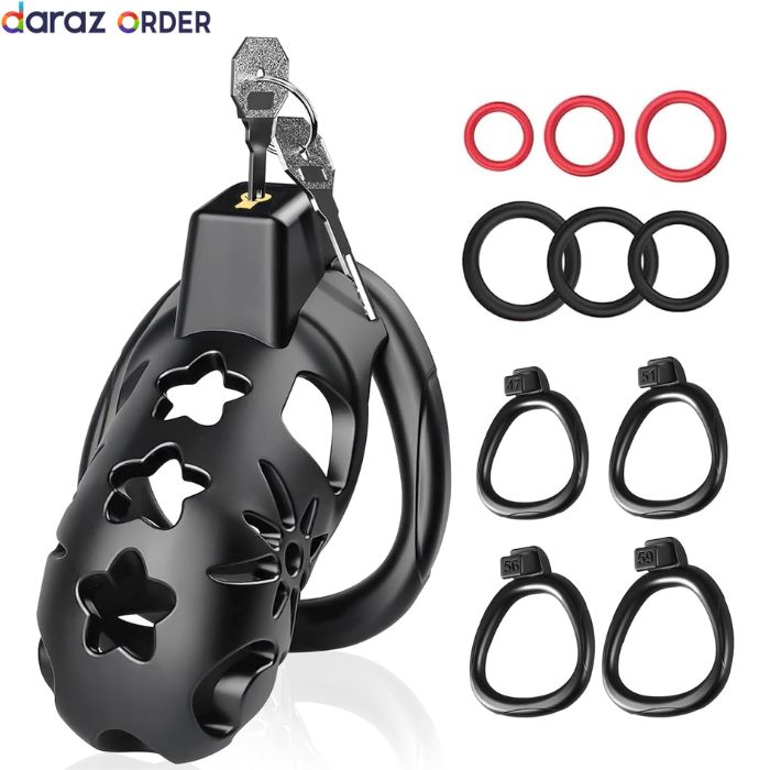 Chastity Cock Cage for Men 6 Adjustable Rings