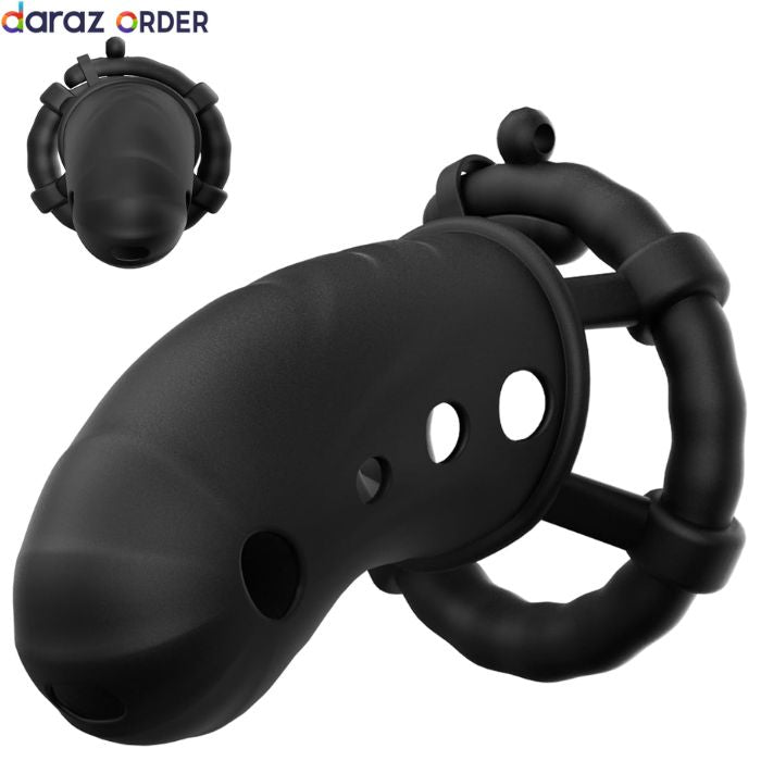 Large Silicone Chastity Cage 3 Adjustable Rings