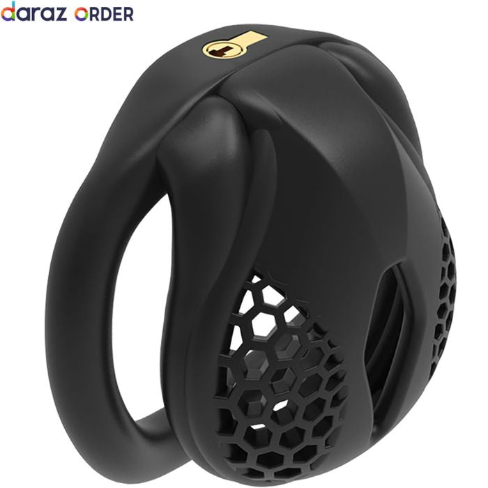 Male Chastity Cage Micro Black with 4 Flat Rings
