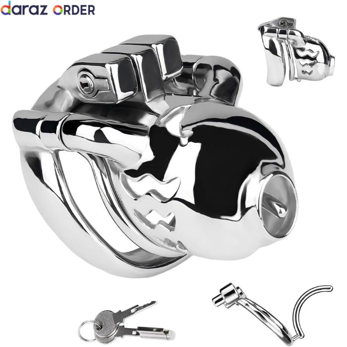 Metal Chastity Cage PA Ring Hollow Fish Head