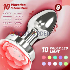 Metal Rose Anal Butt Plug Sex Toys Vibrator