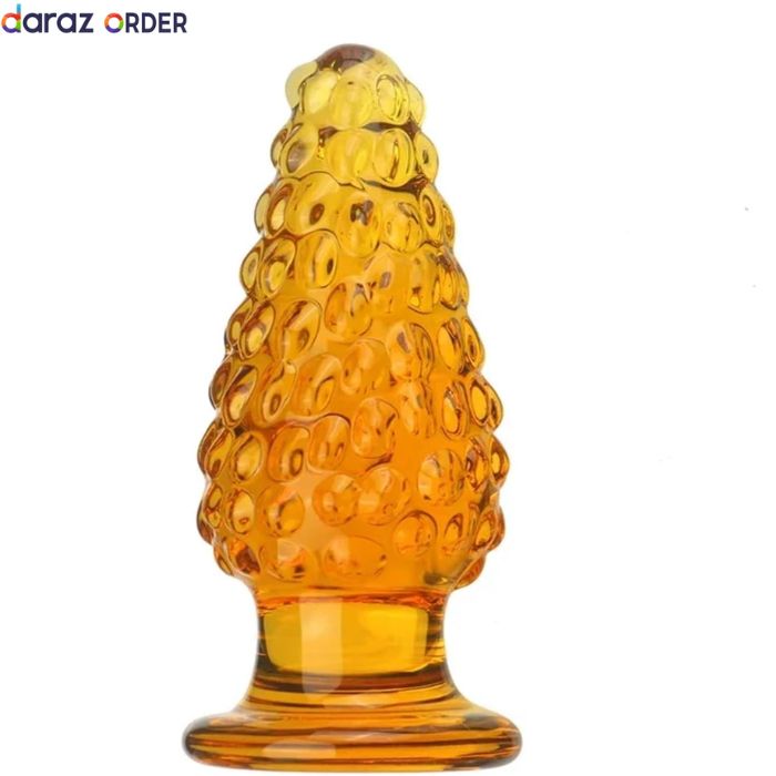 Orange Ripple Glass Pleasure Plug