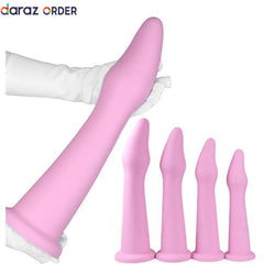 Pink Silicone XXL Dildo with Anal Beads