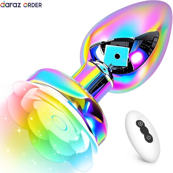 Rainbow Rose Vibrator Metal Rose Butt Plug