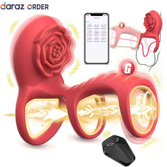 Rose Vibrating Cock Ring with Remote