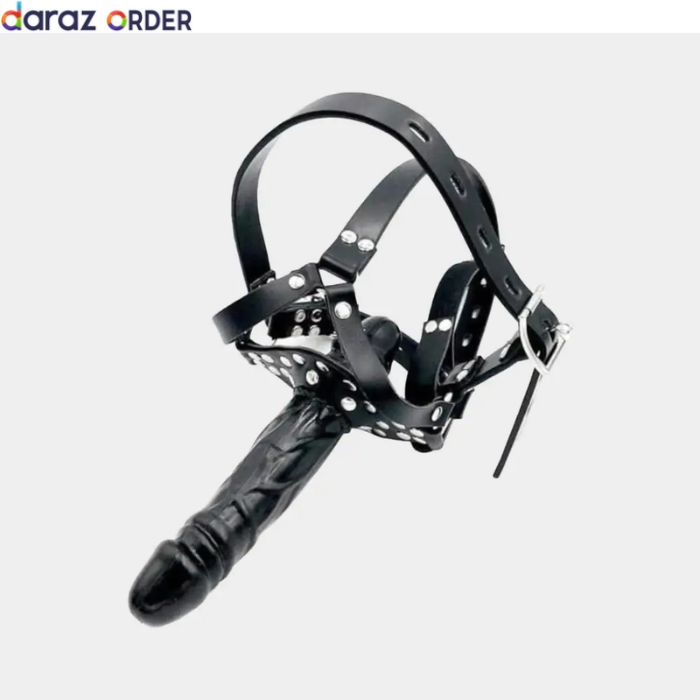 Sex Silicone Dildo Face Harness Black Leather