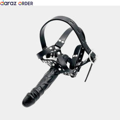 Sex Silicone Dildo Face Harness Black Leather